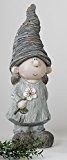 Gartenfigur Lustige Gartenzwerg Figur Mädchen 53 cm aus wetterfestem Magnesia gefertigt und handbemalt (Creme - Mädchen)