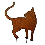 Gartenfigur Metall - Katze auf Stab - Edelrost - Höhe 50 cm + Stab 20 cm - Breite ca. 37 ...