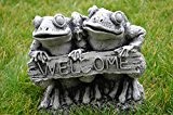 Gartenfigur Steinfigur Frosch Paar Welcome Willkommen ca. 8,3 kg Frostfest