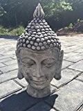 Gartenfigur Steinfigur Indischer Buddha Kopf Grau ca. 7 kg Frostfest Wasserfest