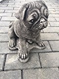 Gartenfigur Steinfigur Mops Hund Dog Terrier Gross ca. 11 Frostfest Wasserfest