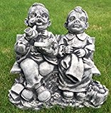 Gartenfigur Steinfigur Oma und Opa auf Bank Gross ca. 26 kg Frostfest Stein