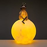 Gartenfiguren - Leuchtkugel mit LED Lichterkette und Timer - Froschkönig oder Muschel als Gartendeko (Froschkönig auf Leuchtkugel)
