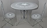 Gartengarnitur Tisch rund Gartenmöbel Set Stühle Vintage STAR grau Metall klappbar