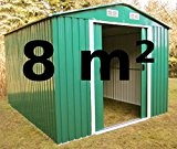 Gartenhaus Geräteschuppen 8m² aus verzinktem Stahlblech Metall grün von AS-S