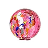 Gartenkugel, Rosenkugel, Dekokugel "POINT" rosa mit bunten Punkten, Ø 13 cm, mundgeblasen und handgeformtes Glas Unikat (ART GLASS powered by ...