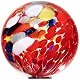 Gartenkugel, Rosenkugel, Dekokugel "POINT" rot mit bunten Punkten, Ø 13 cm, mundgeblasen und handgeformtes Glas Unikat (ART GLASS powered by ...