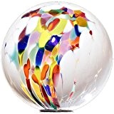 Gartenkugel, Rosenkugel, Dekokugel "POINT" weiss, Ø 13 cm, mundgeblasen und handgeformtes Glas Unikat (ART GLASS powered by CRISTALICA)