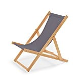 Gartenliege aus Holz Liegestuhl Relaxliege Strandstuhl (Grau)
