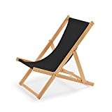 Gartenliege aus Holz Liegestuhl Relaxliege Strandstuhl (Schwarz)