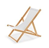 Gartenliege aus Holz Liegestuhl Relaxliege Strandstuhl (Weiß)