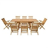 Gartenmöbel aus Akazienholz - rechteckiger Tisch mit 8 Stühlen - JAVA