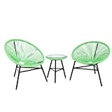 Gartenmöbel Grün - Balkonmöbel - Terrassenmöbel - Tisch mit 2 Stühlen - ACAPULCO