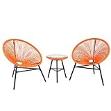 Gartenmöbel Orange - Balkonmöbel - Terrassenmöbel - Tisch mit 2 Stühlen - ACAPULCO