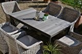 Gartenmöbel Set Como-6 Tisch ausziehbar Holzdekor mit 6 Sessel Rattan Polyrattan Geflecht