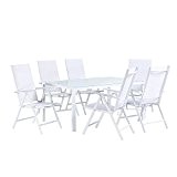 Gartenmöbel Set Weiss - Tisch 160 cm - 6 Stühle - Aluminium - CATANIA