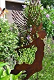 Gartenstecker Engel mit hohen filigranen Flügel - Gesamthöhe ca. 120cm - Metall mit Edelrost -Gartendekoration - sehr gute stabile Qualität, ...