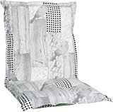 Gartenstuhlauflage Sitzkissen Polster Stuhlkissen für Niedriglehner in grau schwarz weiß mit Vogelmotiv