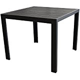 Gartentisch Beistelltisch Terrassentisch Aluminium Polywood / Non Wood 90x90cm - Schwarz