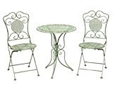 Gartentisch Gartenset und 2 Stühle Eisen Antik-Stil Gartenmöbel grün Bistroset