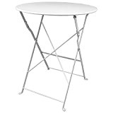 Gartentisch rund 60xH71cm Klapptisch Campingtisch Balkontisch Bistrotisch Beistelltisch Metalltisch klappbar - Weiß