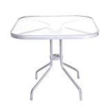 Gartentisch Tisch 80 x 80 cm gehärtetes Glas silber Balkontisch Beistelltisch Tisch aus Metall