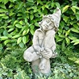 Gartentraum Kleine Elfenfigur Jenny Gartenfigur aus Steinguss, Antikgrau