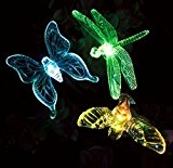 Gearmax® 3pcs Schöne RGB Farben Wechselndene Solar Garten Dekoration Lampen Wegeleuchten, Süße Formen Schmetterling Libellen Kolibri Atmosphäre Außenleuchten