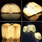 Gearmax® Holz Dekorative LED Nachtlicht Booklight LED Folding Buch Design Wandlampe Kunstlicht mit 2500mAh Lithium 500Lumens Stehlampe (Warmweiß)