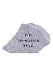 Gedenkstein "Wir vermissen Dich" aus Steinguss 15 x 10 cm