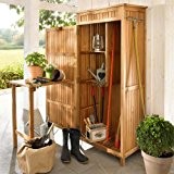 Gerätehaus Gartenschrank, mit ausklappbarem Arbeitstisch / Pflanztisch, Holz, braun, ca. B80 x T52 x H178 cm