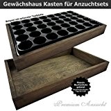 Gewächshaus Style-Box Dunkelbraun GK5331D für GREEN24 Bewässerungswanne + Topfplatte - Buche Massivholz gebeizt