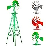Gigantisches Windrad im US-Style aus Stahl, Höhe 245cm, Rotor 55cm, kugelgelagert, Farben silber, rot, grün