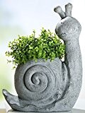 GILDE Dekofigur Pflanzschnecke Dekoschnecke Gartendeko antik grau, 48 cm