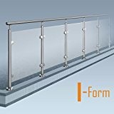 Glas-Pfosten-Geländer, I-Form (ohne Ecke), Bausatz DIY, aufgeschraubte Montage, Länge bis 4 m