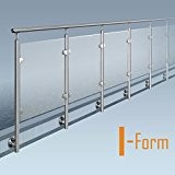 Glas-Pfosten-Geländer, I-Form (Ohne Ecke), Bausatz DIY, seitliche Montage, Länge bis 22,5 m