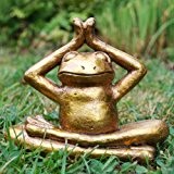 Goldener Deko Frosch aus Kunstharz in Yogaposition
