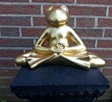 Goldener Frosch meditierend Hände mitte FENG-SHUI YOGA Figur 20cm