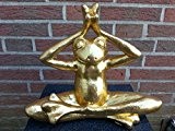 Goldener Frosch meditierend Hände oben FENG-SHUI YOGA DekoFigur 20cm