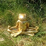 Goldener Frosch meditierend Hände seitlich FENG-SHUI YOGA Figur 18cm