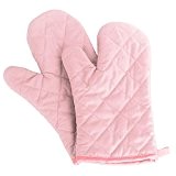 Gosear 1 paar Topflappen Backen Kochen Baumwoll-Handschuh Mikrowellen-Ofen Hitzebeständige Handschuhe Fäustlinge Pink