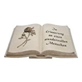 Grabbuch mit Rose und Inschrift "In Erinnerung an einen..." (Cremefarben)