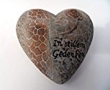 Grabschmuck Deko Herz aus Keramik mit Inschrift "In stillem Gedenken" * 15 x 15 x 6 cm