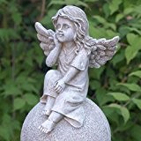 Grabschmuck Engel Figur auf Kugel mit Metall Stecker. Länge gesamt 79cm