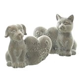 Grabschmuck Katzen Figur an Herz sitzend mit Inschrift Mein Liebling. Höhe 8,5cm