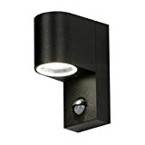 Grafner® Edelstahl Außenleuchte Wandlampe Down Aussenlampe mit Bewegungsmelder schwarz 1x GU10 IP44