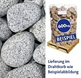 Granit-Gletscherkies Grau 100--300mm 600kg Drahtkorb