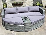 Grau Rattan Lounge Set Sofa mit Tisch & Osmanen Outdoor Garten Möbel