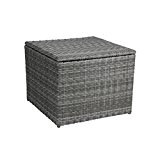 greemotion Auflagenbox Bari - Rattan-Kissenbox in Grau - Kissen- & Auflagen-Truhe aus Polyrattan für Outdoor Lounge-Gartenmöbel