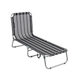 greemotion Gartenliege klappbar Texel - Sonnenliege grau-gestreift - Liegestuhl aus Aluminium & Textilene - Strandliege faltbar für Balkon, Terrasse & ...